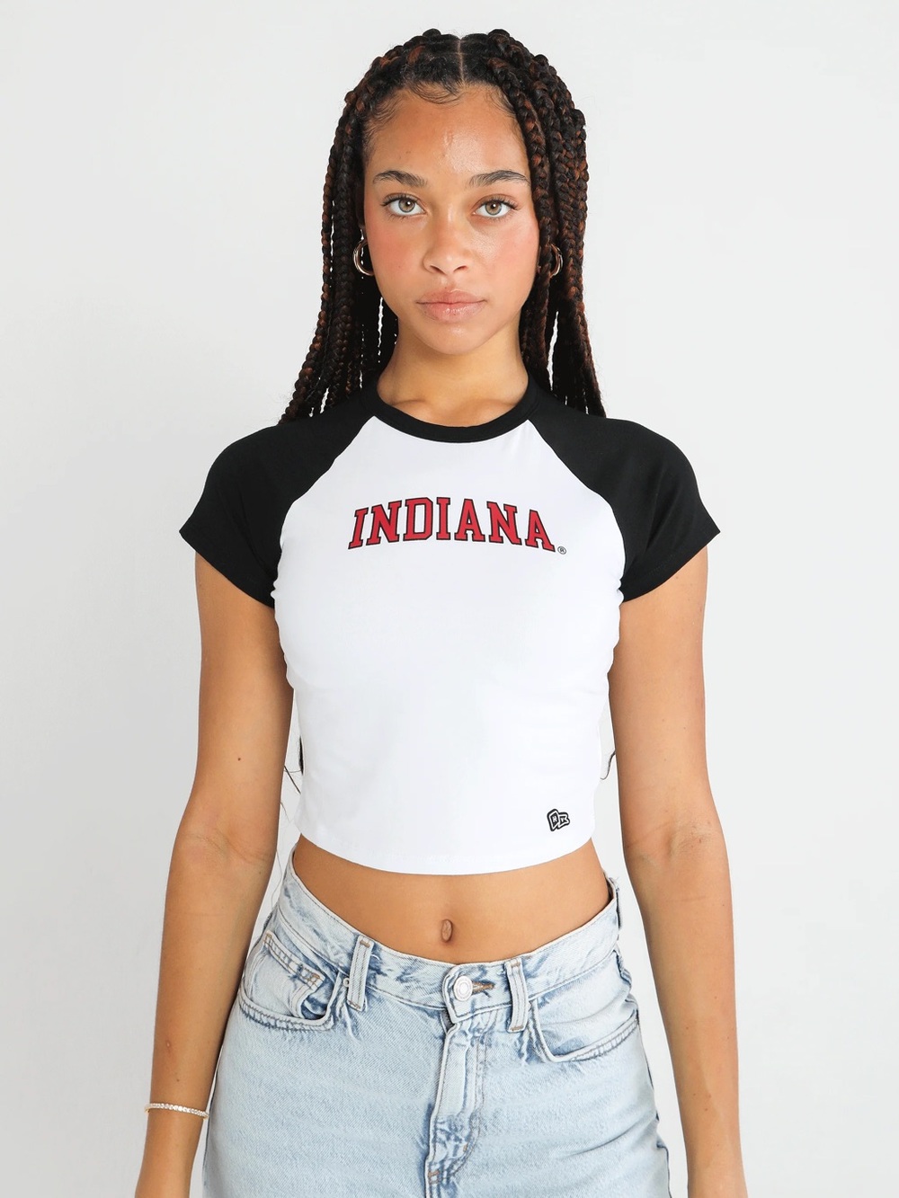 Indiana Raglan Crop Top - White & Black